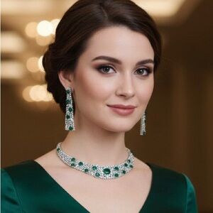 Emerald and Silver Necklace by [Brand]
